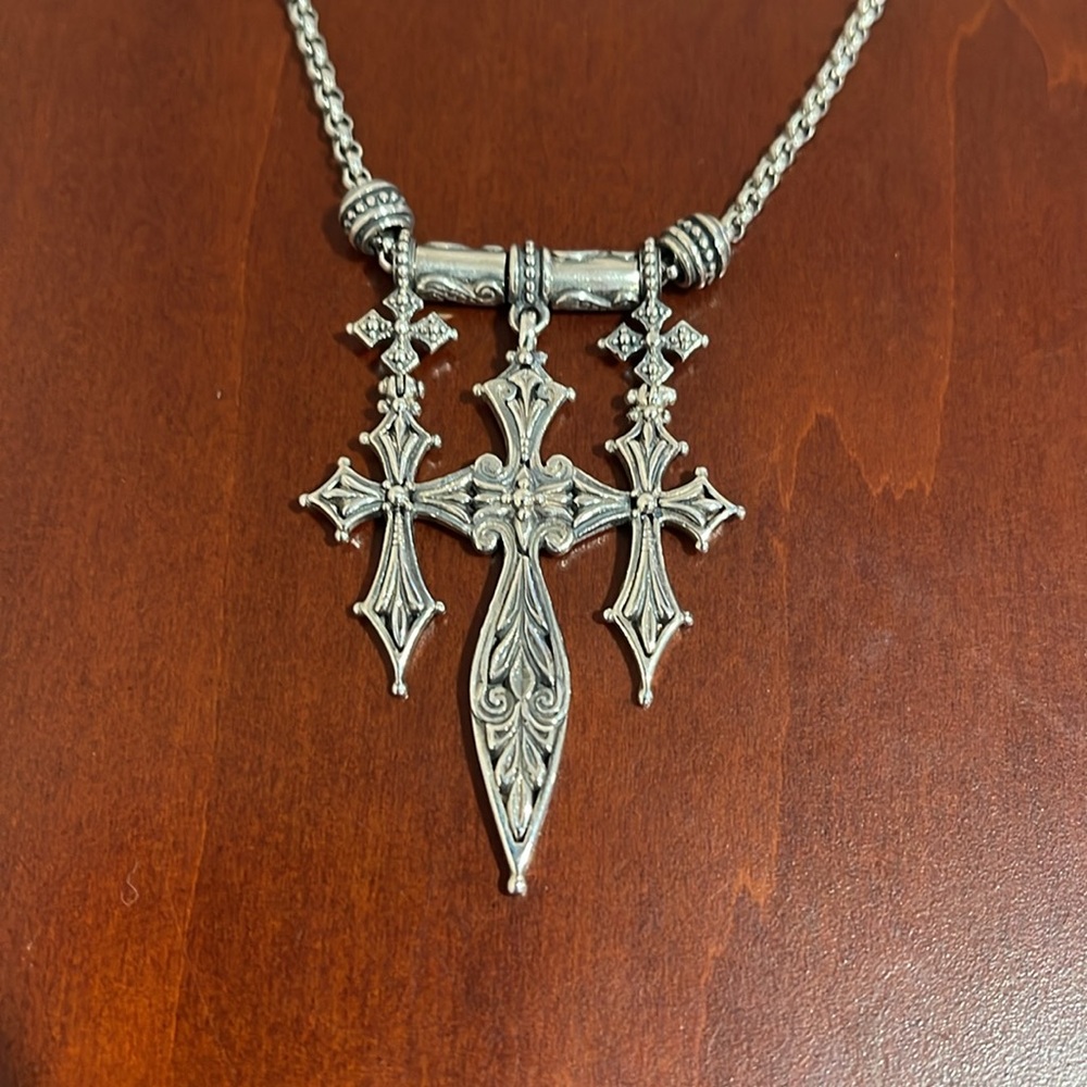 *Price Firm* Konstantino Sterling Silver Triple Cross / Sword Necklace 20” Chain - Picture 2 of 12